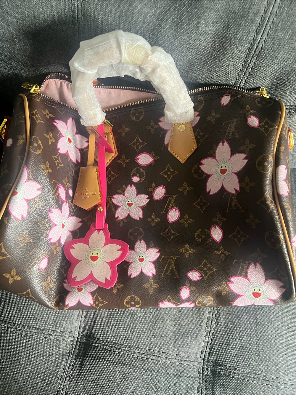 Louis Vuitton Monogram Sakura Speedy 30 Pink Floral Satchel - Picture 2 of 5